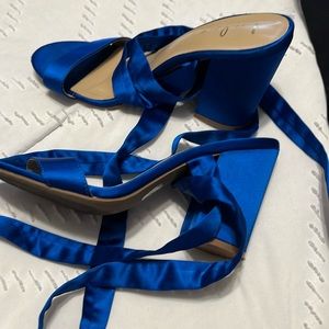 royal blue tie up heels